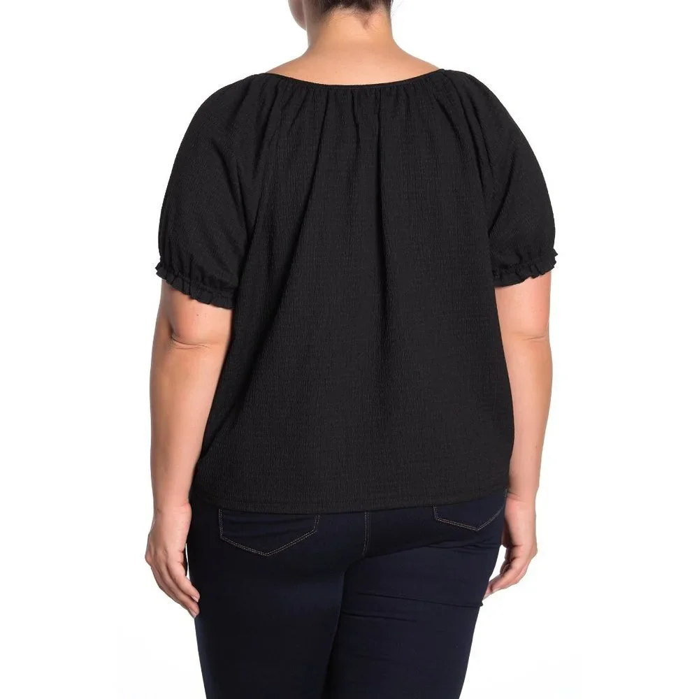 NWT Madewell Texture & Thread Black Peasant Top